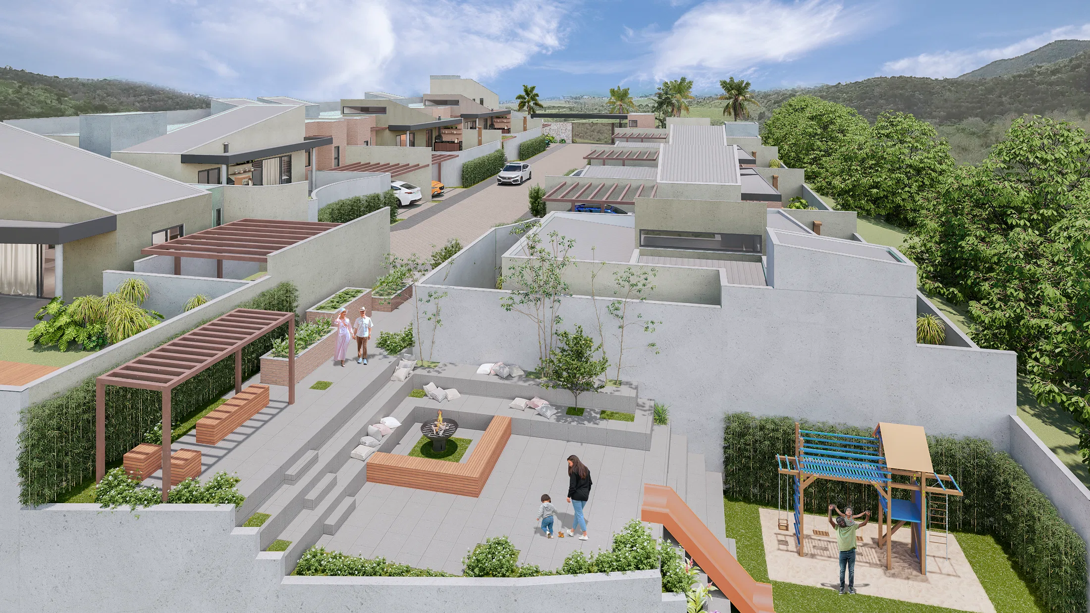 Visualização arquitetônica do projeto Vila da Montanha — GRON 3D