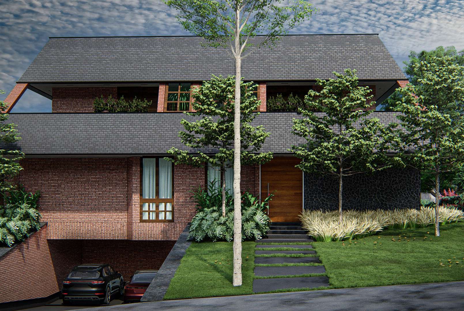 Modelo 3D de edifício residencial renderizado — GRON 3D